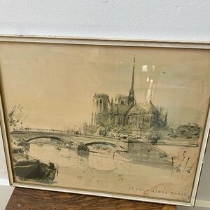 vintage midcentury si vous aimez paris pierre pages framed art painting